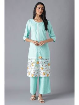 Aurelia - Women Green Floral Print Rayon Kurta Set with Culottes