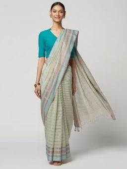 Fabindia - Cotton Silk Contrast Border Sari