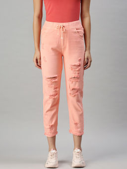 SHOWOFF - Women's Casual Jogger High-rise Pink Jeans