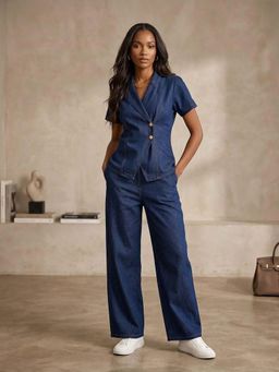 Autumnlane - Blue Solid/Plain Full Sleeves Co-Ord Set