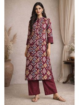 Autumnlane - Purple Printed Three Fourth Sleeves Kurta and Pant
