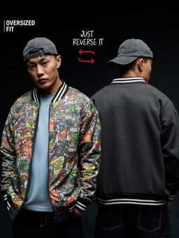 The Souled Store - Official Marvel : Retro Covers Men Reversible Oversized Jacket Multi-Color