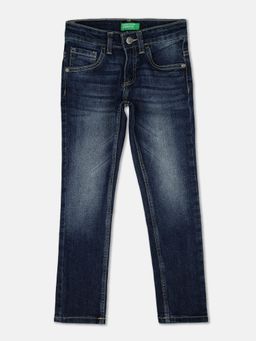 United Colors of Benetton - Boys Navy Blue Solid Jeans