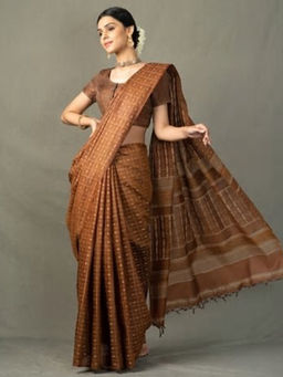 Fabindia - Silk Tussar Checks Sari