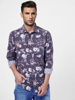 Jack & Jones - Black Floral Print Full Sleeves Shirt