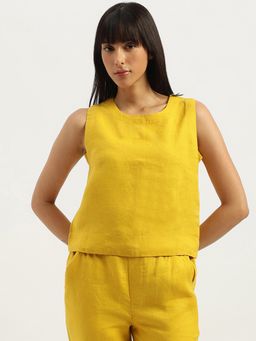 United Colors of Benetton - Yellow Round Neck Solid Top