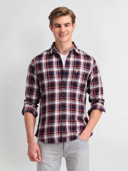 U.S. Polo Assn. Denim Co. - Checks Red Full Sleeves Collar Neck Shirt