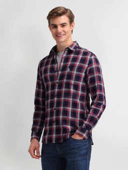 U.S. Polo Assn. Denim Co. - Checks Red Full Sleeves Collar Neck Shirt