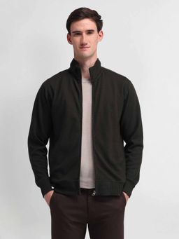 U.S. Polo Assn. Denim Co. - Solid Olive Full Sleeves High Neck Sweatshirts