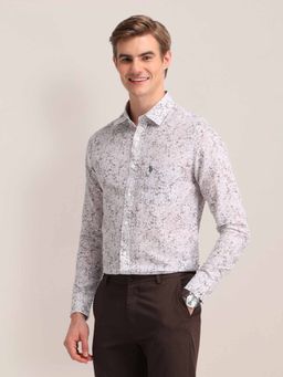 U.S. POLO ASSN. - Printed Grey Full Sleeves Collar Neck Shirt