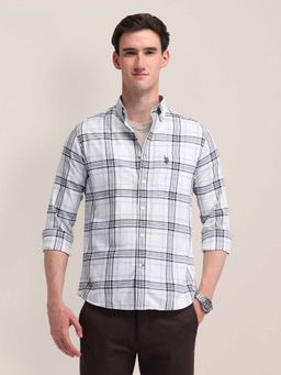 U.S. POLO ASSN. - Checks White Full Sleeves Collar Neck Shirt
