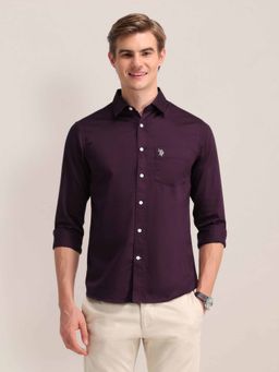 U.S. POLO ASSN. - Solid Full Sleeves Collar Neck Shirt