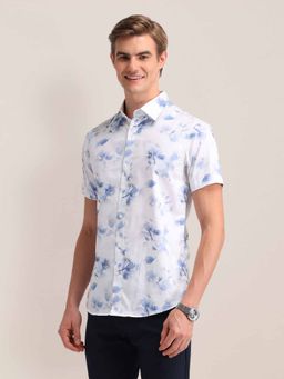 U.S. POLO ASSN. - Printed Blue Half Sleeves Collar Neck Shirt
