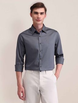 U.S. POLO ASSN. - Solid Grey Full Sleeves Collar Neck Shirt