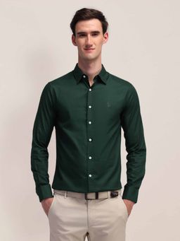 U.S. POLO ASSN. - Solid Green Full Sleeves Collar Neck Shirt