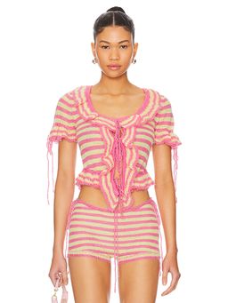 GUIZIO - Ruffle Knit Tie Top