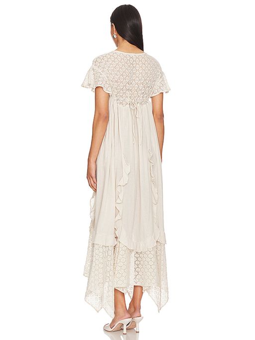 knee length dresses for ladies Free People Free-est Bring The Romance Midi Dress  White Chocolate Couture