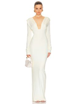 Helsa - Jersey Deep V Maxi Dress