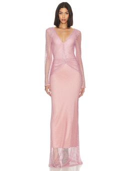 Patbo - Rhinestone Netted Plunge Gown