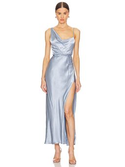Shona Joy - La Lune Draped Side Split Midi Dress