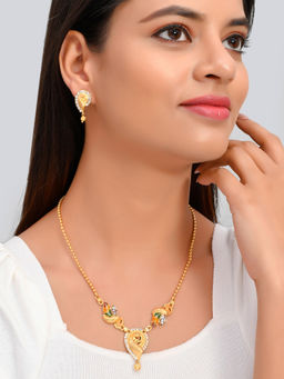 Silvermerc Designs - Gold Plated Mayuri Jewellery Set ( Set of 2)