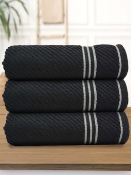 Athom Living - Diagonal Stripe Terry Large Bath Towel Multi-Color (Pack of 3)
