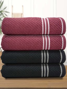 Athom Living - Diagonal Stripe Terry Large Bath Towel Multi-Color (Pack of 4)
