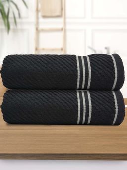 Athom Living - Diagonal Stripe Terry Large Bath Towel Multi-Color (Pack of 2)