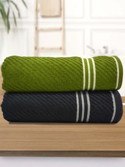 Athom Living - Diagonal Stripe Terry Large Bath Towel Multi-Color (Pack of 2)