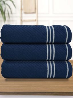 Athom Living - Diagonal Stripe Terry Large Bath Towel Multi-Color (Pack of 3)