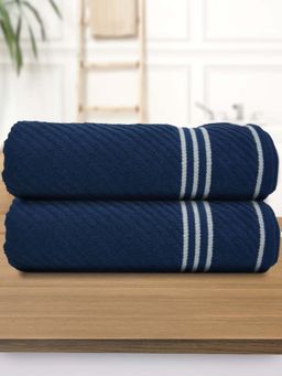 Athom Living - Diagonal Stripe Terry Large Bath Towel Multi-Color (Pack of 2)