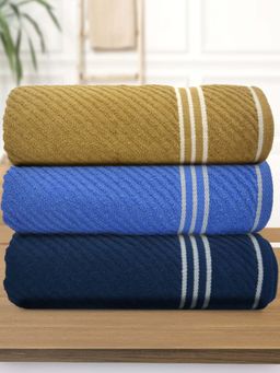 Athom Living - Diagonal Stripe Terry Large Bath Towel Multi-Color (Pack of 3)
