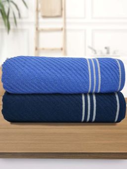 Athom Living - Diagonal Stripe Terry Large Bath Towel Multi-Color (Pack of 2)
