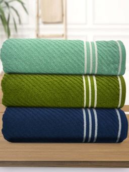 Athom Living - Diagonal Stripe Terry Large Bath Towel Multi-Color (Pack of 3)