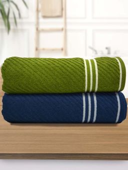 Athom Living - Diagonal Stripe Terry Large Bath Towel Multi-Color (Pack of 2)