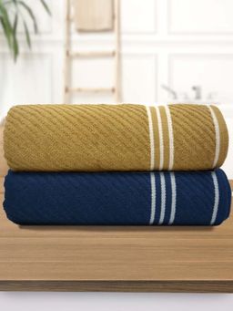 Athom Living - Diagonal Stripe Terry Large Bath Towel Multi-Color (Pack of 2)