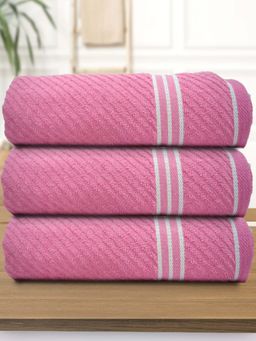 Athom Living - Diagonal Stripe Terry Large Bath Towel Multi-Color (Pack of 3)