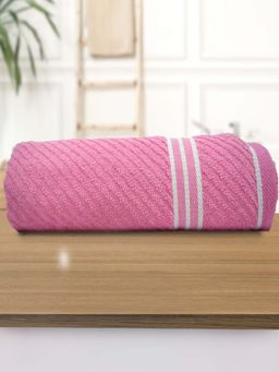 Athom Living - Diagonal Stripe Terry Large Bath Towel Pink