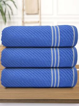 Athom Living - Diagonal Stripe Terry Large Bath Towel Multi-Color (Pack of 3)