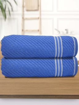 Athom Living - Diagonal Stripe Terry Large Bath Towel Multi-Color (Pack of 2)