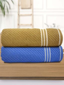 Athom Living - Diagonal Stripe Terry Large Bath Towel Multi-Color (Pack of 2)