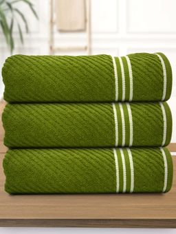 Athom Living - Diagonal Stripe Terry Large Bath Towel Multi-Color (Pack of 3)