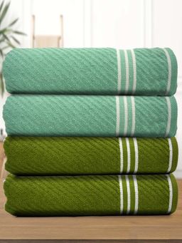 Athom Living - Diagonal Stripe Terry Large Bath Towel Multi-Color (Pack of 4)