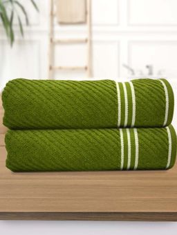 Athom Living - Diagonal Stripe Terry Large Bath Towel Multi-Color (Pack of 2)