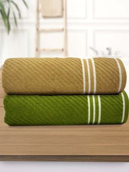 Athom Living - Diagonal Stripe Terry Large Bath Towel Multi-Color (Pack of 2)