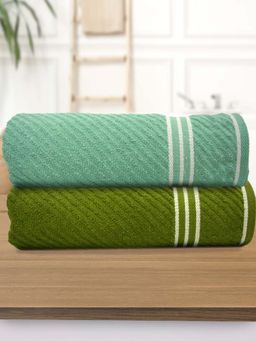 Athom Living - Diagonal Stripe Terry Large Bath Towel Multi-Color (Pack of 2)