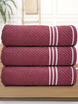 Athom Living - Diagonal Stripe Terry Large Bath Towel Multi-Color (Pack of 3)