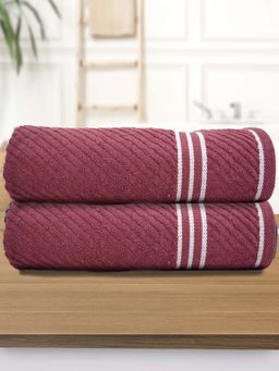 Athom Living - Diagonal Stripe Terry Large Bath Towel Multi-Color (Pack of 2)