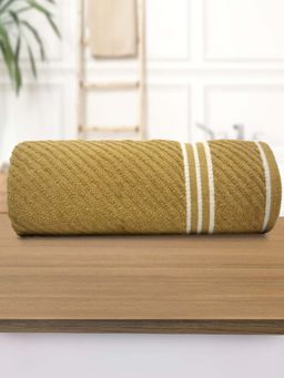 Athom Living - Diagonal Stripe Terry Large Bath Towel Beige