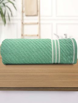 Athom Living - Diagonal Stripe Terry Large Bath Towel Green